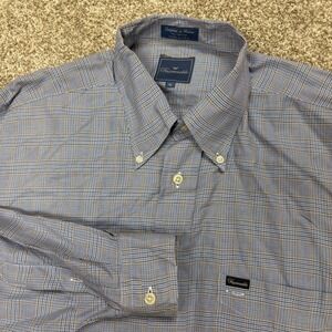 Vintage Faconnable Button Down Shirt Mens XL Glen Plaid Long Sleeve USA Made